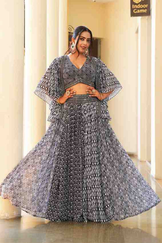 Gray color Sequence & Zari Embroidery work Designer Lehenga Choli for Any Function BL1365