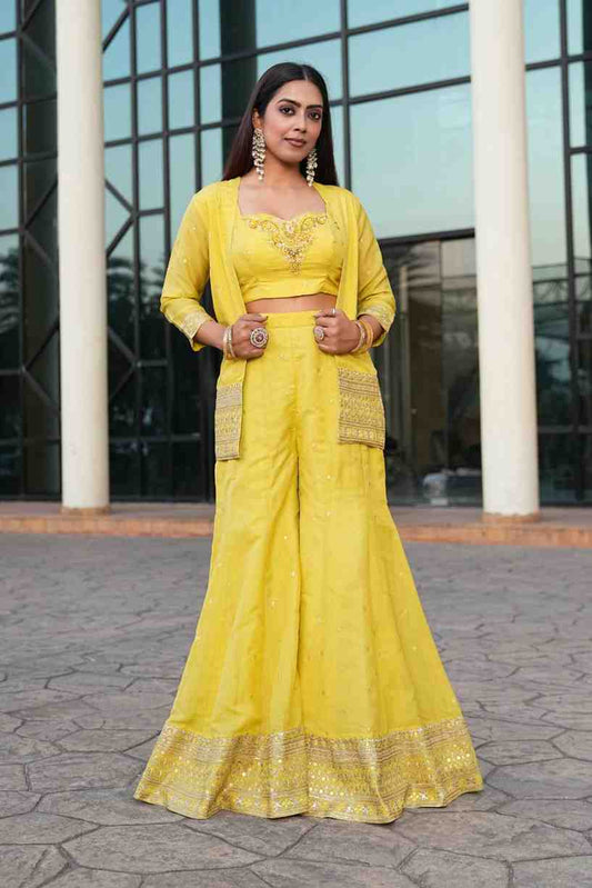 Yellow color Georgette Embroidery work Designer Lehenga Choli for Any Function BL1370