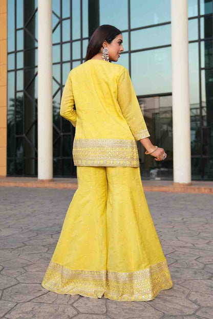 Yellow color Georgette Embroidery work Designer Lehenga Choli for Any Function BL1370