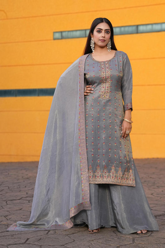 Gray color Sequence Embroidery work Designer Lehenga Choli BL1561