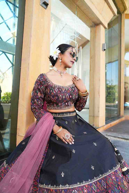 Black color Sequence Embroidery work Designer Lehenga Choli for Wedding Function BL1419