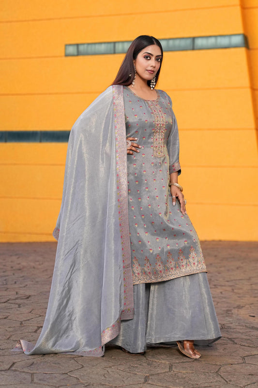 Gray color Sequence Embroidery work Designer Lehenga Choli BL1561