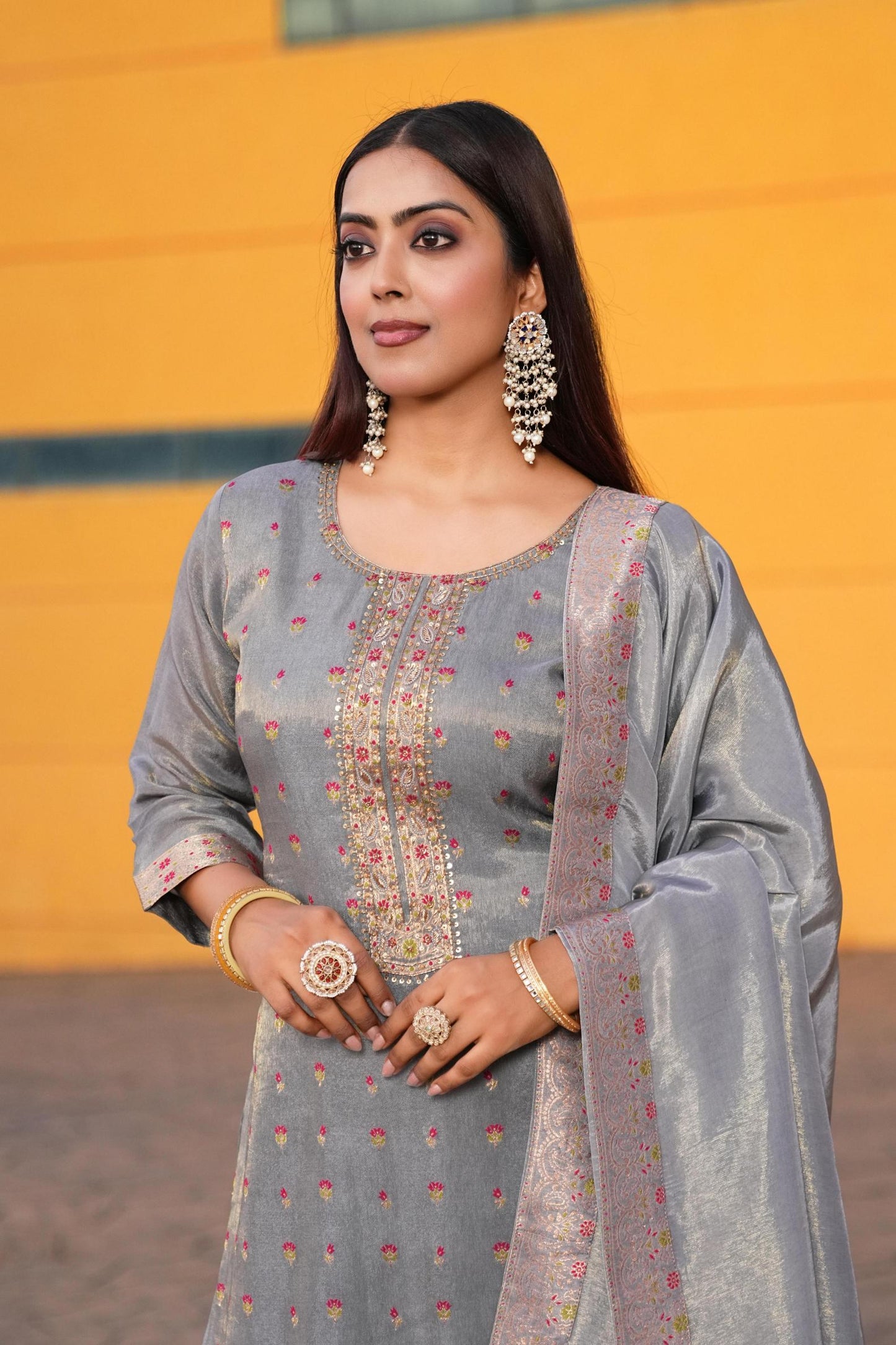 Gray color Sequence Embroidery work Designer Lehenga Choli BL1561