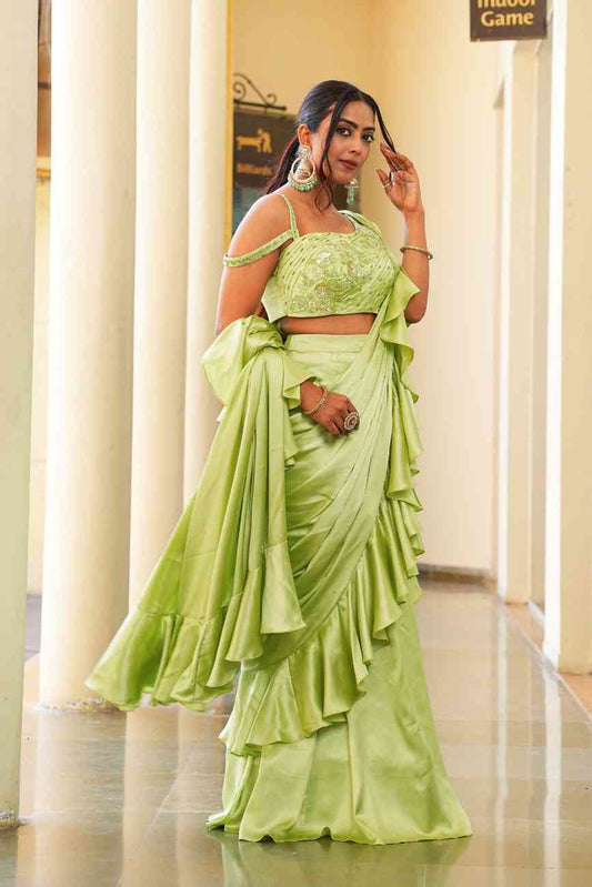 Green color Sequence Embroidery work Designer Lehenga Choli BL1565