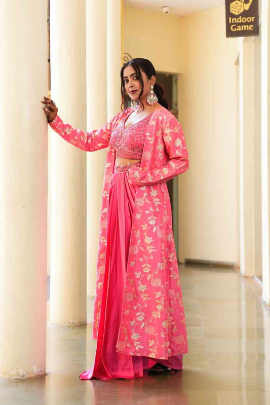 Pink color Real Mirror Embroidery work Designer Lehenga Choli for Wedding Function BL1469