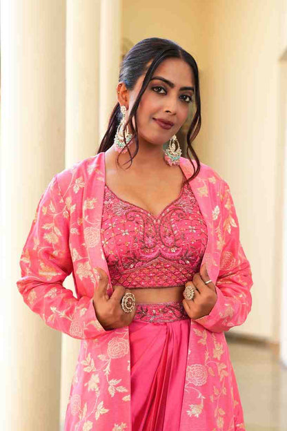 Pink color Real Mirror Embroidery work Designer Lehenga Choli for Wedding Function BL1469