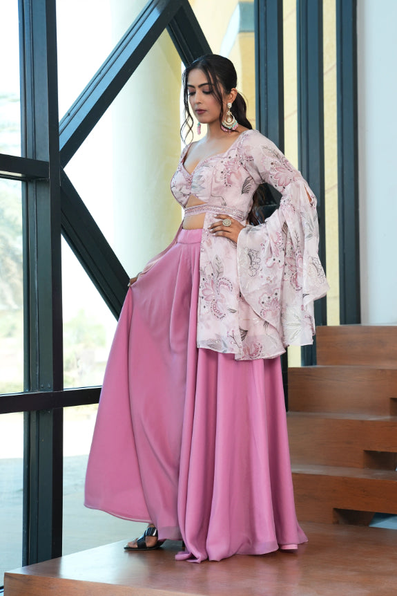 Pink color Mirror & Sequence Embroidery work Designer Lehenga Choli for Wedding & Haldi Function BL1248