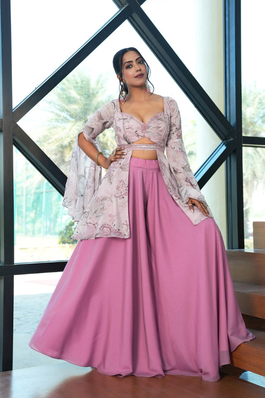 Pink color Mirror & Sequence Embroidery work Designer Lehenga Choli for Wedding & Haldi Function BL1248