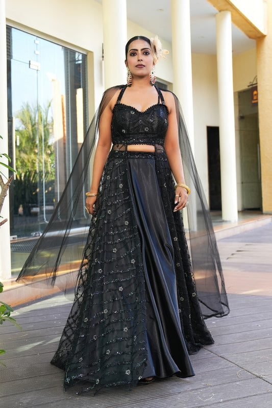 Black color Sequence & Thread work Designer Wedding Lehenga Choli For Wedding Function BL1287