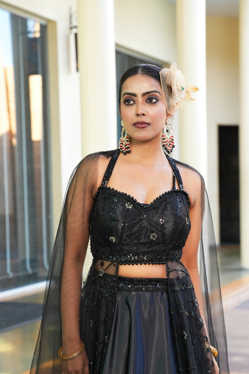 Black color Sequence & Thread work Designer Wedding Lehenga Choli For Wedding Function BL1287