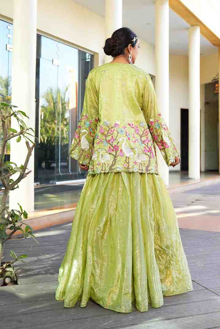 Parrot Green color Sequence Thread work Designer Wedding Lehenga Choli For Wedding Function BL1487