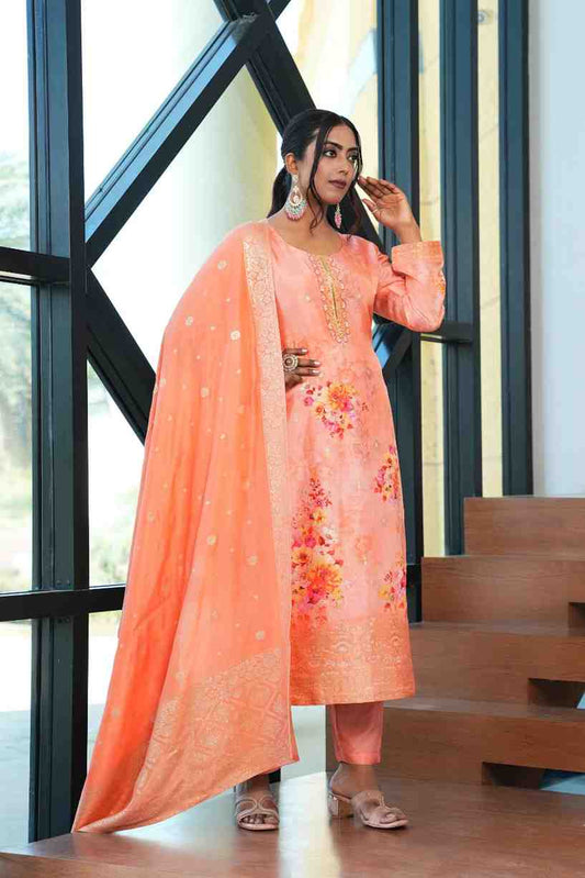 Peach color Embroidery & Crush work Ruffle Style Lehenga Choli for any function BL1226