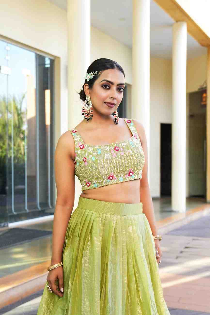 Parrot Green color Sequence Thread work Designer Wedding Lehenga Choli For Wedding Function BL1487