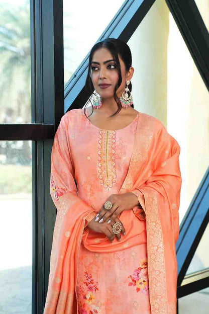 Peach color Embroidery & Crush work Ruffle Style Lehenga Choli for any function BL1226
