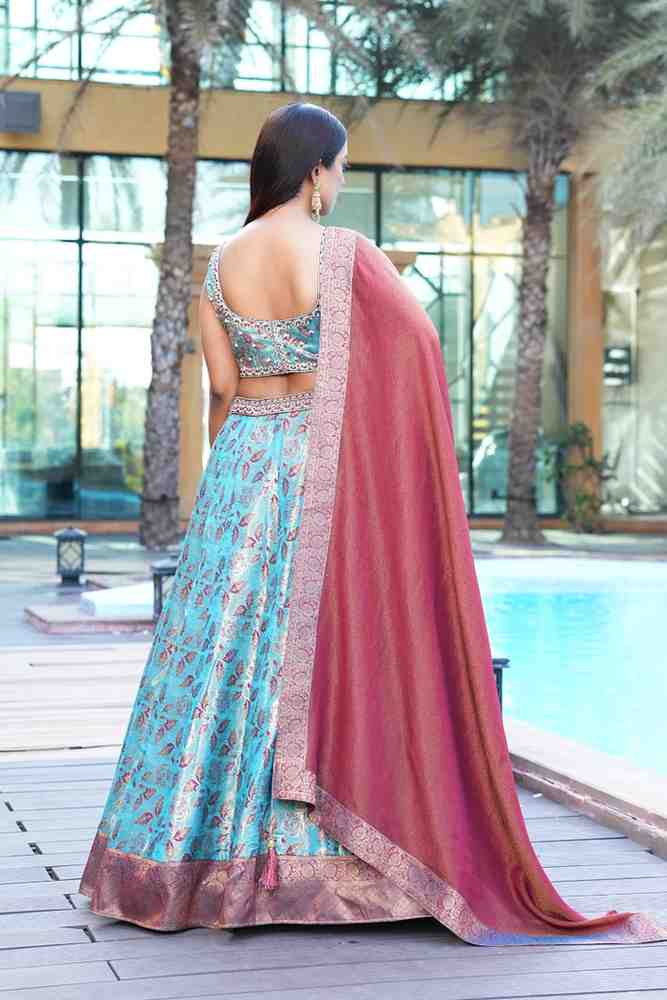 Parrot green color sequence thread work designer wedding lehenga choli for wedding function bl1487
