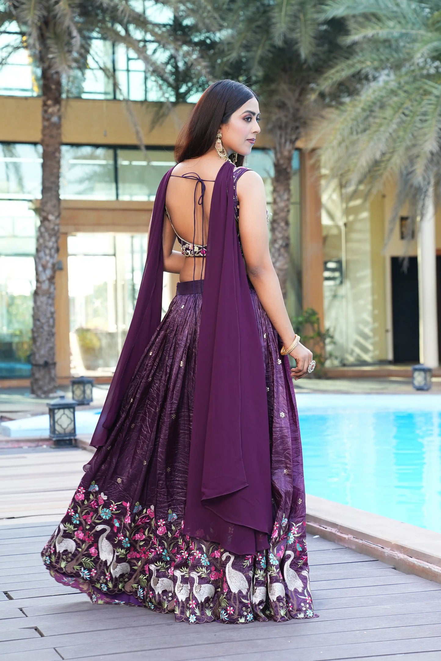 Dark Purple color Sequence Embroidery work Designer Lehenga Choli for Wedding Function BL1413