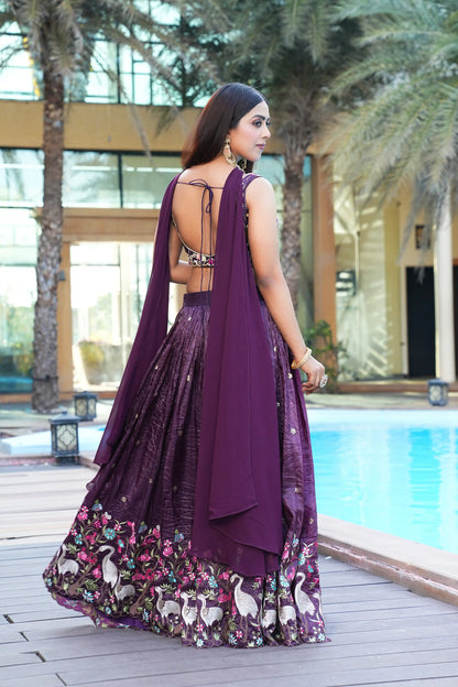 Dark Purple color Sequence Embroidery work Designer Lehenga Choli for Wedding Function BL1413