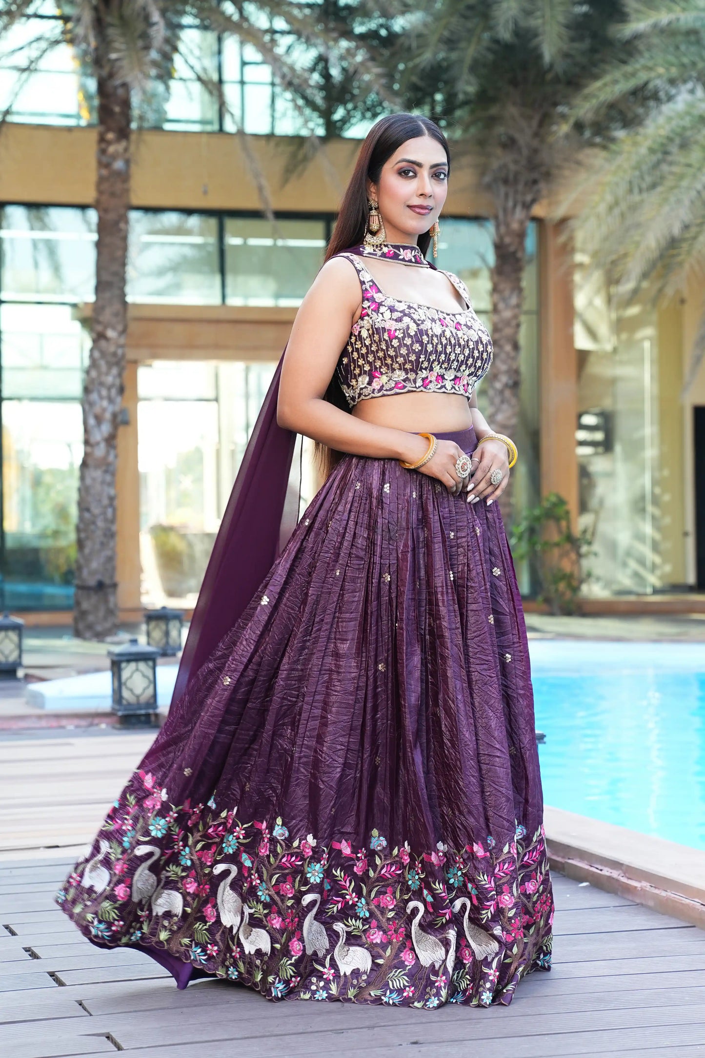 Dark Purple color Sequence Embroidery work Designer Lehenga Choli for Wedding Function BL1413