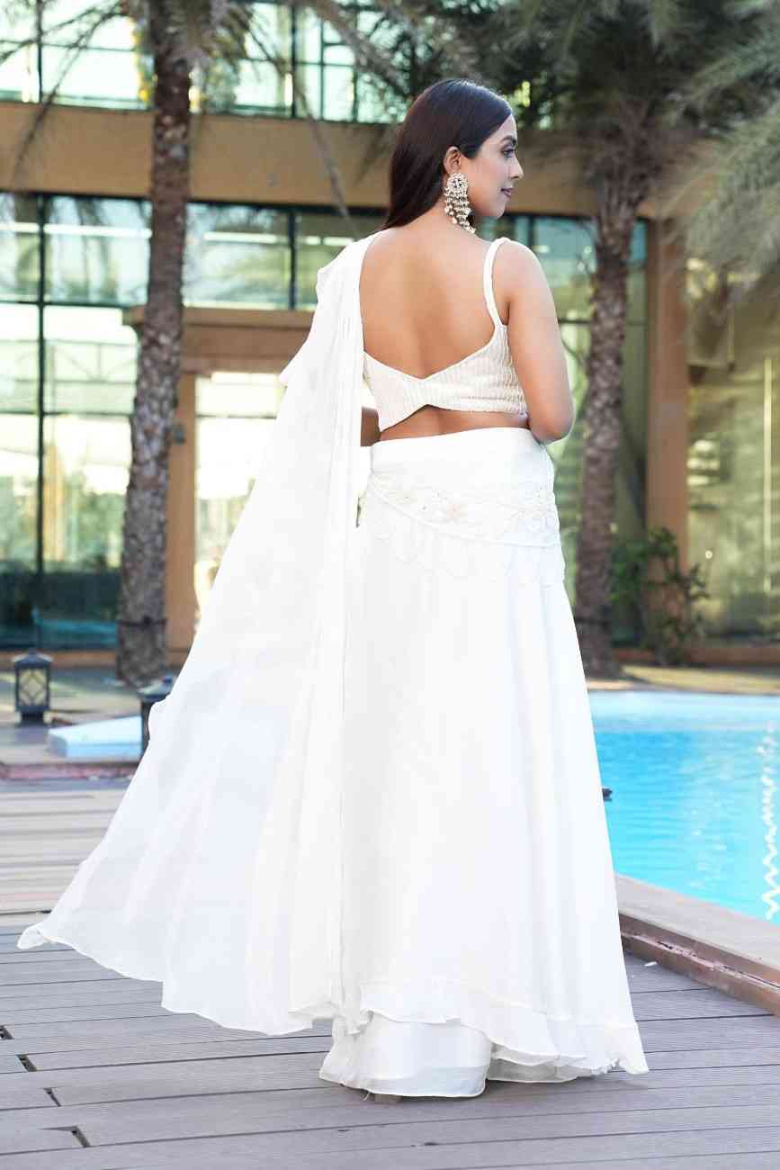 White color Embroidery & Sequence work Designer Lehenga Choli for Wedding Function BL1474