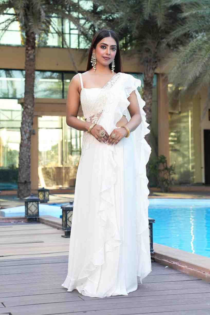 White color Embroidery & Sequence work Designer Lehenga Choli for Wedding Function BL1474