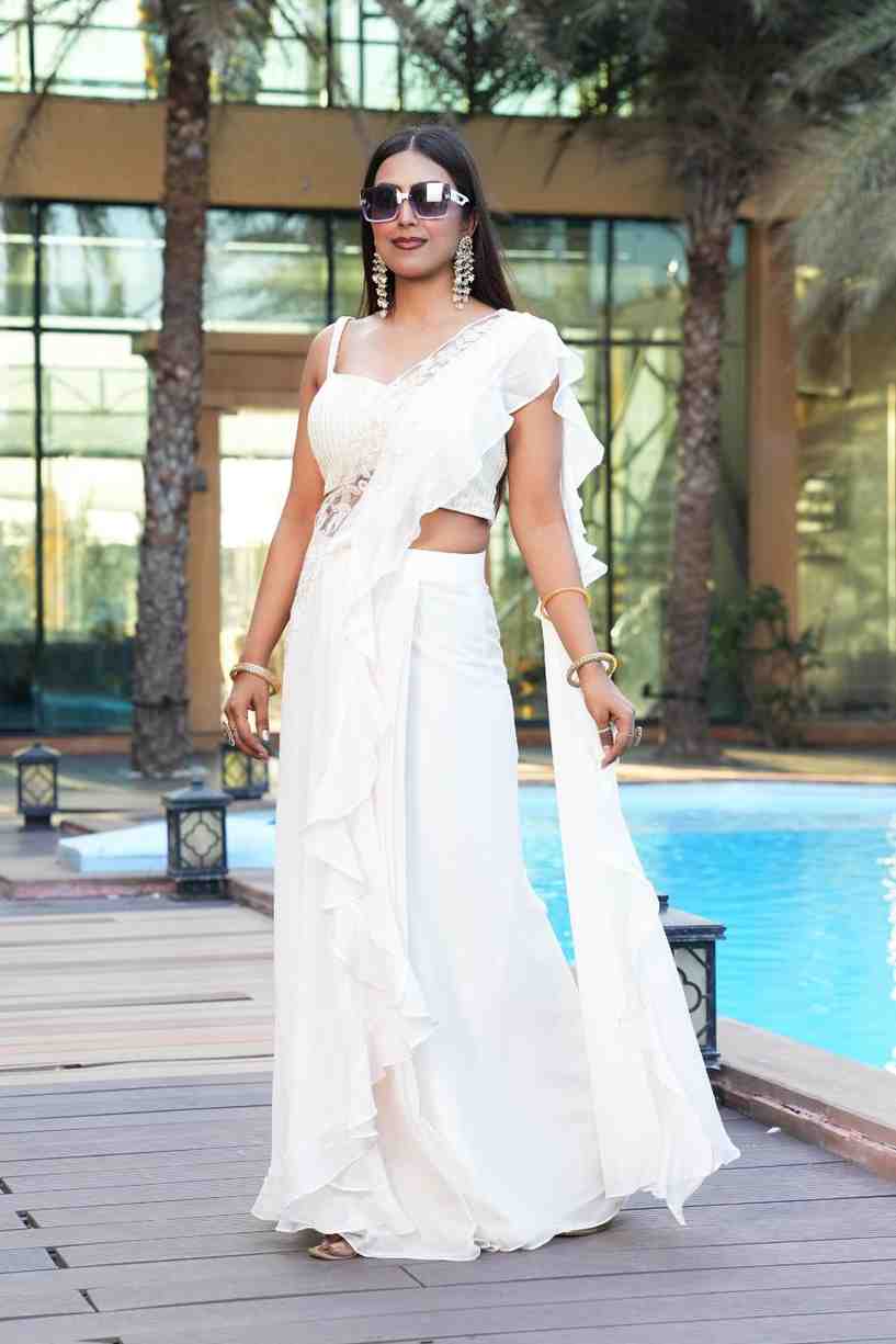 White color Embroidery & Sequence work Designer Lehenga Choli for Wedding Function BL1474