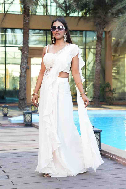 White color Embroidery & Sequence work Designer Lehenga Choli for Wedding Function BL1474