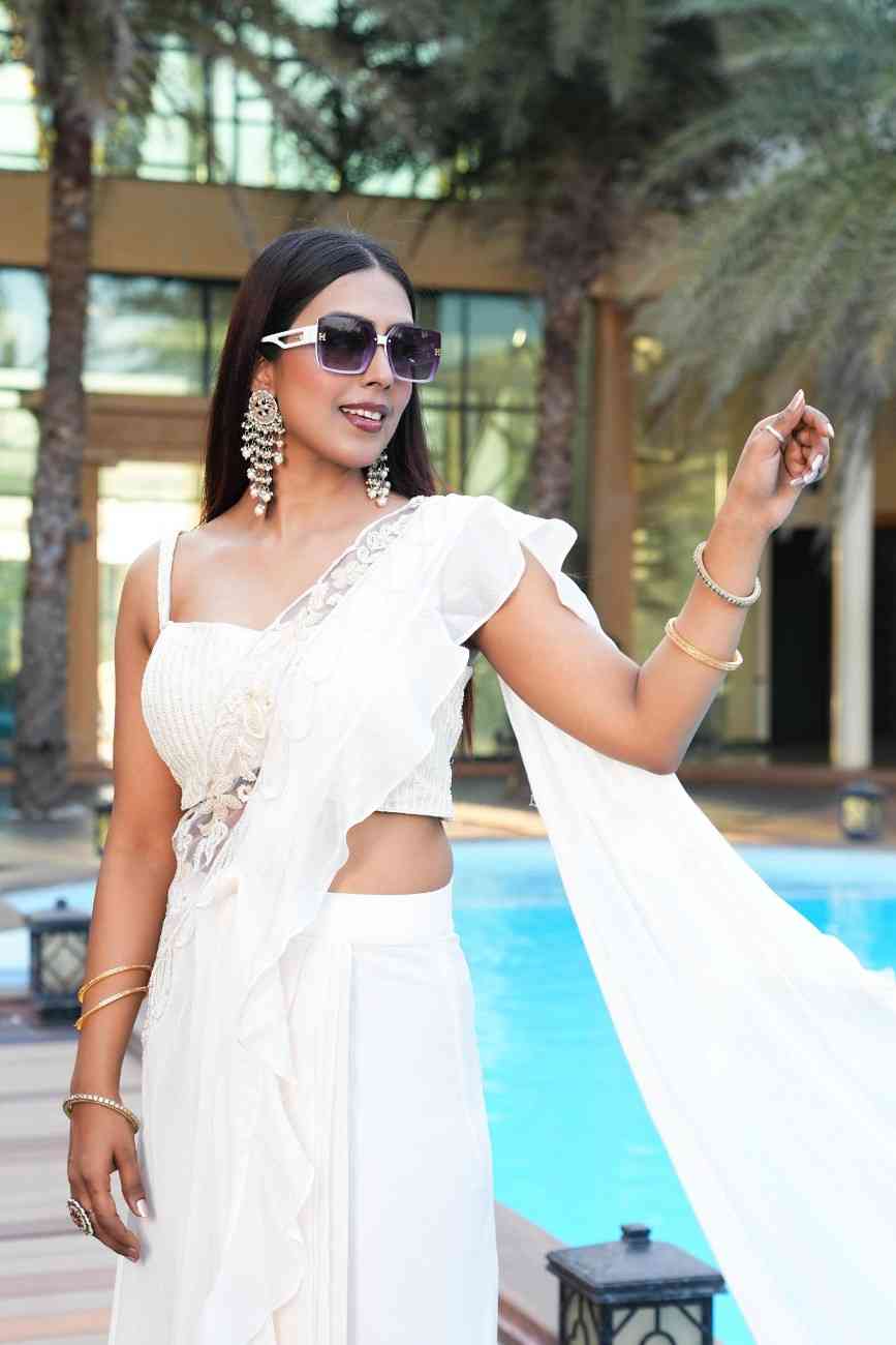 White color Embroidery & Sequence work Designer Lehenga Choli for Wedding Function BL1474