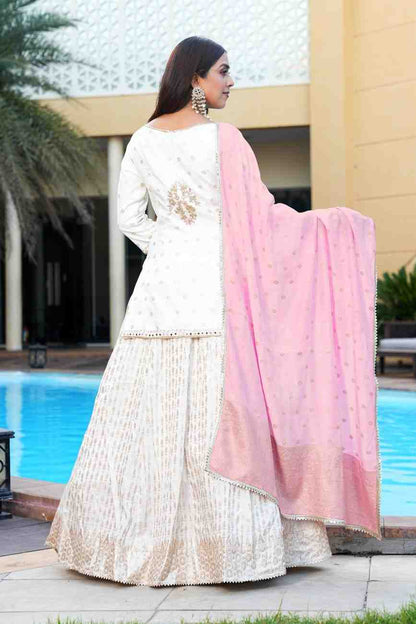Pink white color Sequence Embroidery work Designer Lehenga Choli for Wedding Function BL1425