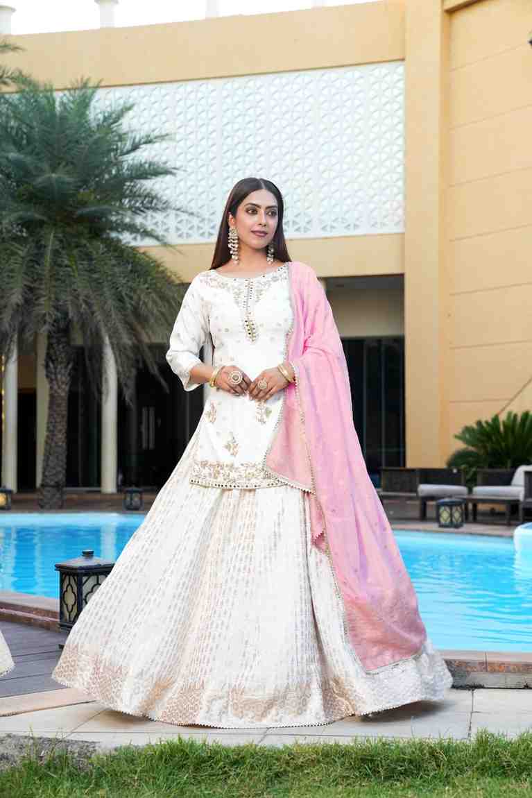 Pink white color Sequence Embroidery work Designer Lehenga Choli for Wedding Function BL1425
