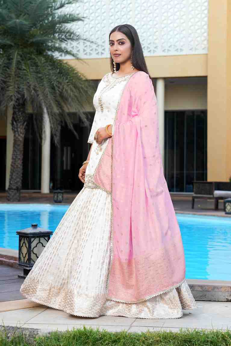 Pink white color Sequence Embroidery work Designer Lehenga Choli for Wedding Function BL1425