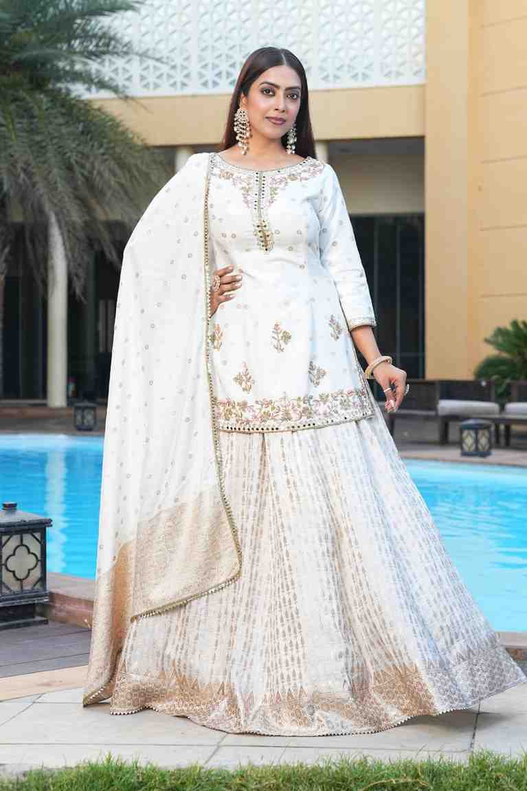 Pink white color Sequence Embroidery work Designer Lehenga Choli for Wedding Function BL1425