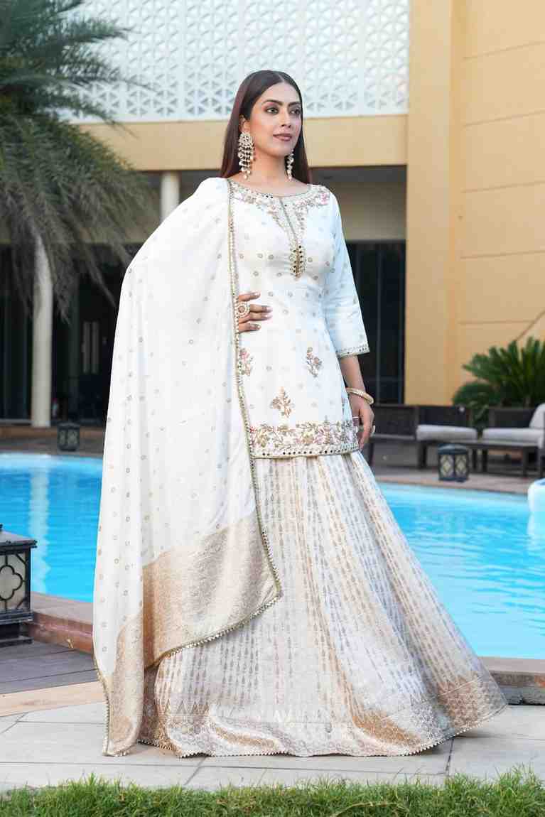 Pink white color Sequence Embroidery work Designer Lehenga Choli for Wedding Function BL1425