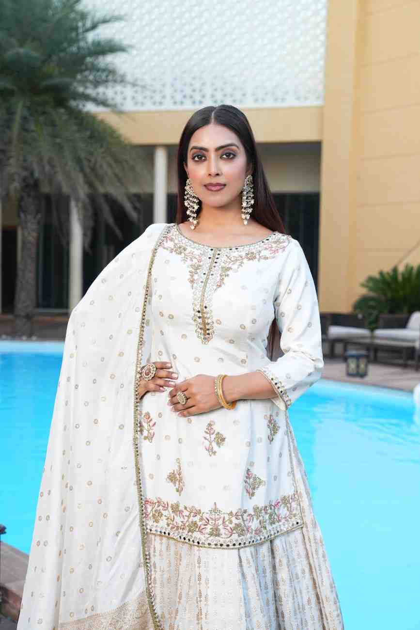 Pink white color Sequence Embroidery work Designer Lehenga Choli for Wedding Function BL1425