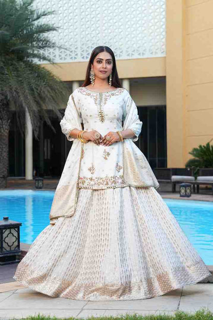 Pink white color Sequence Embroidery work Designer Lehenga Choli for Wedding Function BL1425