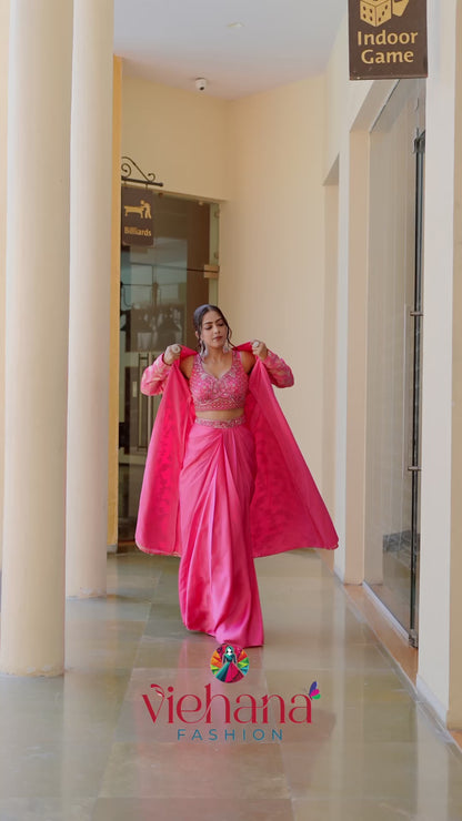 Pink color Real Mirror Embroidery work Designer Lehenga Choli for Wedding Function BL1469