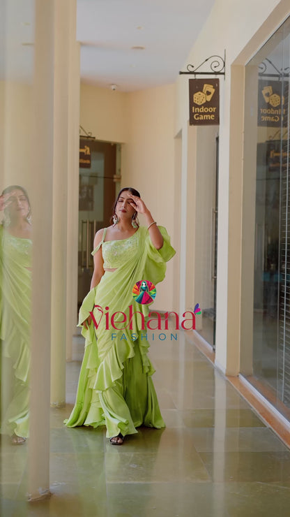 Green color Sequence Embroidery work Designer Lehenga Choli BL1565