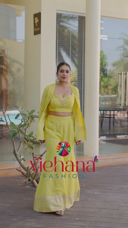 Yellow color Georgette Embroidery work Designer Lehenga Choli for Any Function BL1370