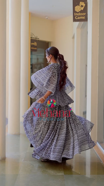 Gray color Sequence & Zari Embroidery work Designer Lehenga Choli for Any Function BL1365