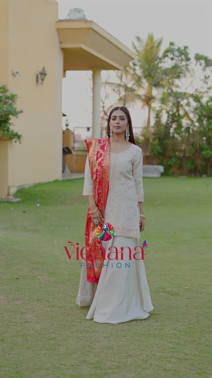 White Red color Sequence & Thread work Designer Wedding Lehenga Choli For Wedding Function BL1287