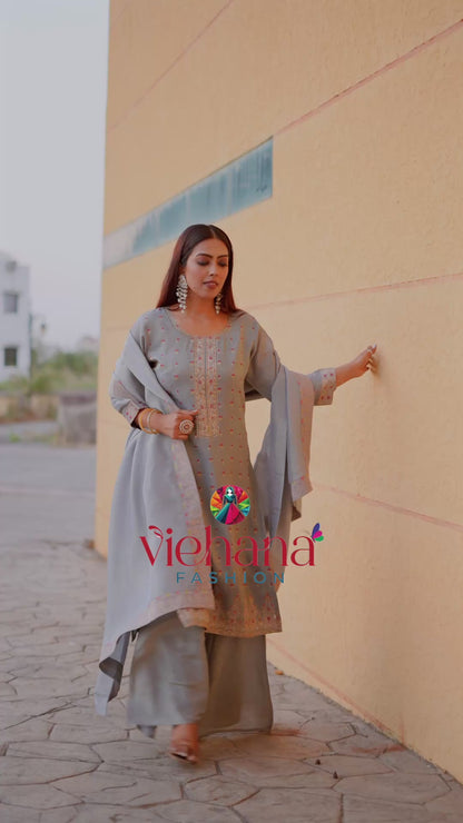 Gray color Sequence Embroidery work Designer Lehenga Choli BL1561